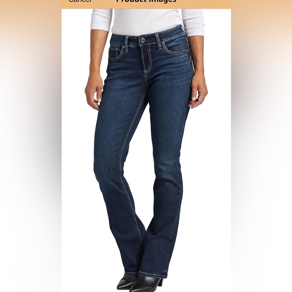 Silver Slim Mid Rise Boot Cut 26x33